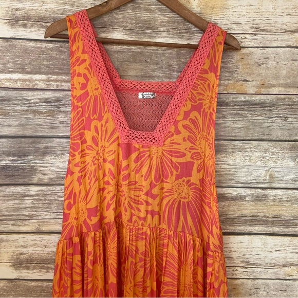 Free People Intimately Tiers For You Boho Floral Maxi Orange Size XL - Picture 5 of 8